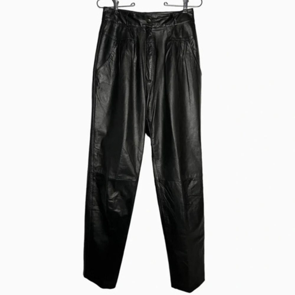 Toffs Vintage High Waisted Pleated Leather Lined‎ Pants Size 8